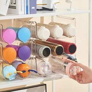 Clear Plastic Free-Standing Stackable ６ Bottle Storage Holder Rack - Water, Wine, and Drink Organizer Shelf for Kitchen Countertop, Cabinet, Pantry, Fridge