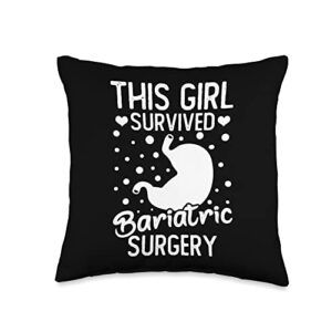 bariatric surgery gastric bypass recovery sleeve diet throw pillow, 16x16, multicolor