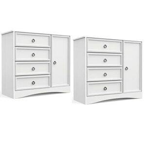 lghm modern 4 drawer dresser set of 2, dressers for bedroom adjustable shelves, tall chest of drawers closet organizers and storage for clothes - easy pulls, textured borders white