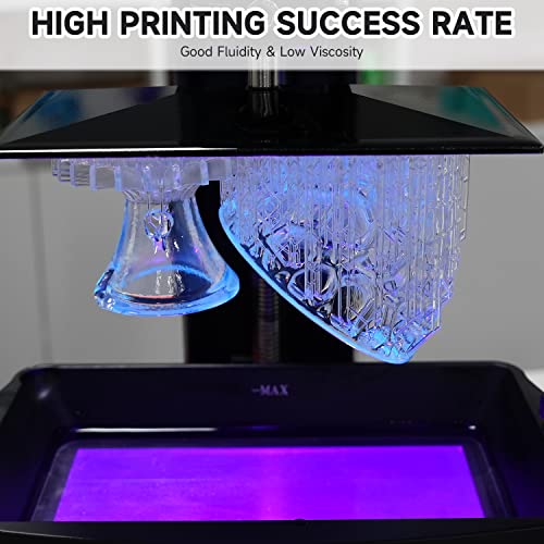 GratKit Ultra Transparent 3D Printer Resin, Non-Yellowing, High Clear 405nm Rigid Photopolymer Resin for LCD DLP 3D Printing 1000g