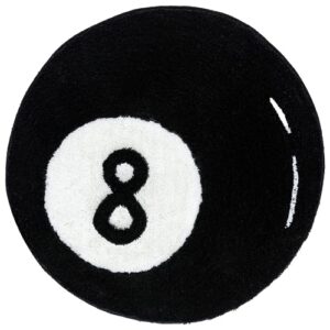 beyond deco 8 ball rug 35” inches, handmade tufted round aesthetic area rugs, fluffy & preppy decor 8ball design, perfect for living room, bedroom, playroom soft cool floor carpet