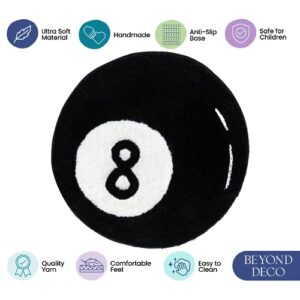 Beyond Deco 8 Ball Rug 35” Inches, Handmade Tufted Round Aesthetic Area Rugs, Fluffy & Preppy Decor 8ball Design, Perfect for Living Room, Bedroom, playroom Soft Cool Floor Carpet
