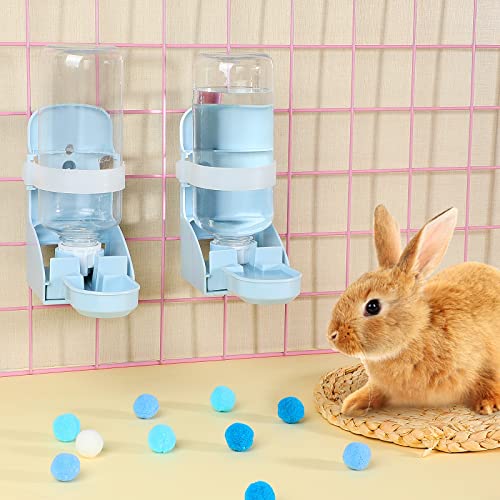 2 Pcs Water Bottle Blue No Drip Water Feeder 17oz Water Dispenser Hanging Water Fountain Automatic Dispenser Pet Cage Water Feeder for Bunny Ferret Hamster Guinea Pig Small Animal