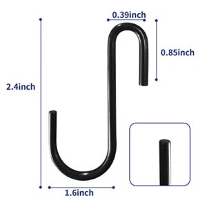 Liphontcta ALTKOL S Hooks for Hanging, 15-Pack S Shaped Hook Heavy Duty Hanging Hooks for Pots, Pans, Plants, Bags, Cups, Clothes, 2.4 Inch Metal (Black)