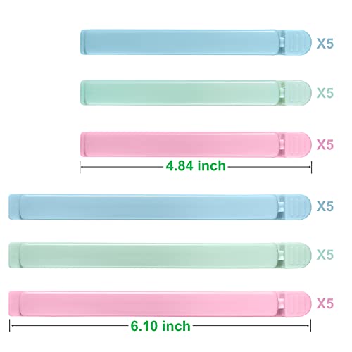 30 Pack Bag Sealing Clips for Food Package, Resealable Chip Clips Food Bag Sealers for Food Storage Snack Bags - Washable, Freeze-Resistant, and Microwave Safe(6 in, 4.8 in)