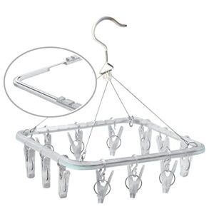 emt etrends clothes drying rack with clip hangers, laundry drip hanger, closet clothes hangers with clothespins, underwear/socks/towels/baby clothes hanger (12 clips, white, plastic)