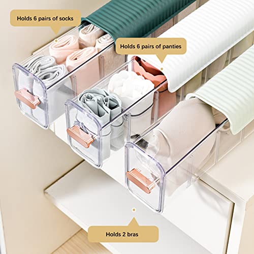 MEUMITY Wall Mounted Transparent Storage Box,Multifunction Organizer Punch Free 6 Cell Drawer Organizers Hanging Storage Box for Data Cable Underwear Socks Kitchen,White