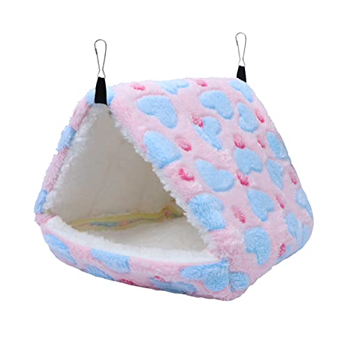 Litewoo Sugar Glider Sleeping Pouch Small Animal Hammock, Hanging Bed Warm Cotton Nest for Rat Hamster Gerbil Sugar Glider Chinchilla Squirrel Guinea Pig (Large Pink)