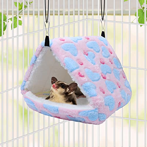 Litewoo Sugar Glider Sleeping Pouch Small Animal Hammock, Hanging Bed Warm Cotton Nest for Rat Hamster Gerbil Sugar Glider Chinchilla Squirrel Guinea Pig (Large Pink)