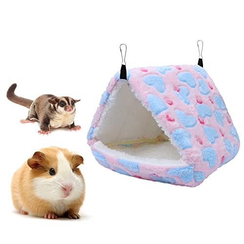 Litewoo Sugar Glider Sleeping Pouch Small Animal Hammock, Hanging Bed Warm Cotton Nest for Rat Hamster Gerbil Sugar Glider Chinchilla Squirrel Guinea Pig (Large Pink)