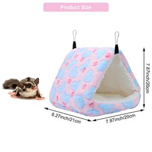 Litewoo Sugar Glider Sleeping Pouch Small Animal Hammock, Hanging Bed Warm Cotton Nest for Rat Hamster Gerbil Sugar Glider Chinchilla Squirrel Guinea Pig (Large Pink)