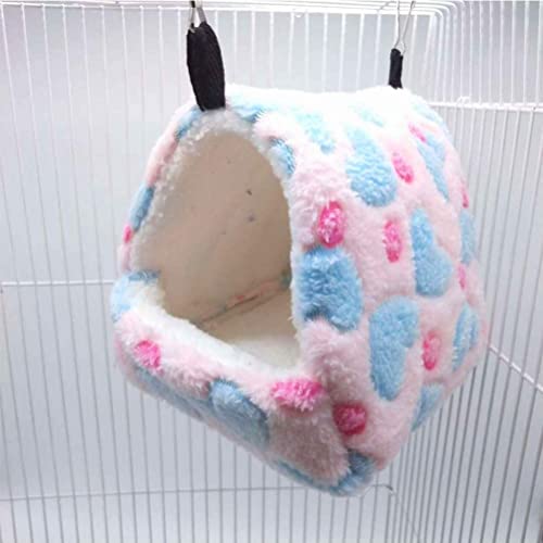 Litewoo Sugar Glider Sleeping Pouch Small Animal Hammock, Hanging Bed Warm Cotton Nest for Rat Hamster Gerbil Sugar Glider Chinchilla Squirrel Guinea Pig (Large Pink)