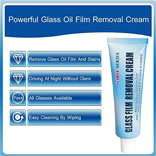 Car Glass Oil Film Cleaner, Glass Oil Film Remover for Car, Glass Film Removal Cream, Car Windshield Oil Film Cleaner, Glass Stripper Water Spot Remover with Sponge and Towel (2 Set)