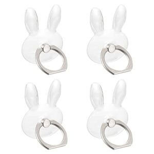 uxcell transparent phone ring holders, clear finger grip stand for phone, case, tablet (rabbit shape), 4pcs