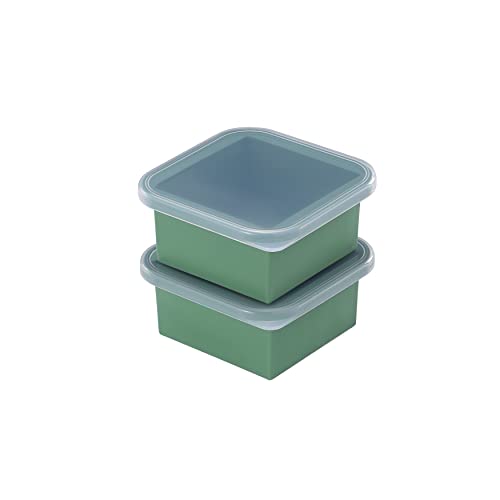 OOKIDOKI Extra-Large Silicone lasagne leftover Freezing Tray with Lid -Easy-Release 2 Cup Freezer Containers-2pack-makes 2 perfect 2cup portions - freeze soup broth lasagne leftovers or sauce(Green)