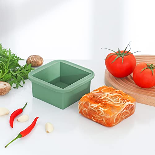 OOKIDOKI Extra-Large Silicone lasagne leftover Freezing Tray with Lid -Easy-Release 2 Cup Freezer Containers-2pack-makes 2 perfect 2cup portions - freeze soup broth lasagne leftovers or sauce(Green)
