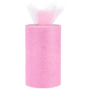 glitter tulle rolls 6” by 50 yards sparkle tulle fabric ribbon sequin tulle netting rolls for diy tutu skirt wedding birthday party decoration (light pink)