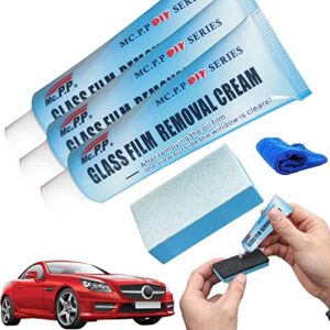 longluan car glass oil film cleaner - glass film removal cream - car glass oil film cleaner safety and long-term protection - glass stripper water spot remover with sponge and towel (3)