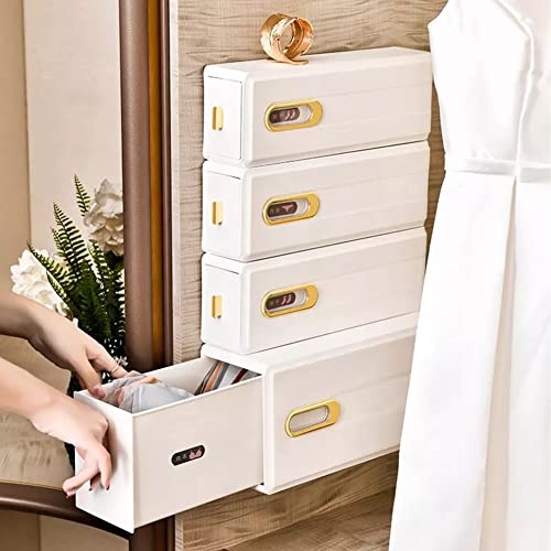 Self-Adhesive Divided Plastic Organizer - Closet Organizer System, Wall Mounted Storage Box – Plastic Storage Box for Jewelry and Other Small Stuff with Flip Open Drawers