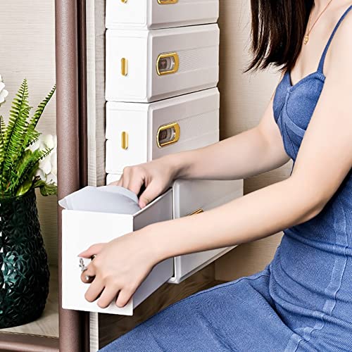 Self-Adhesive Divided Plastic Organizer - Closet Organizer System, Wall Mounted Storage Box – Plastic Storage Box for Jewelry and Other Small Stuff with Flip Open Drawers