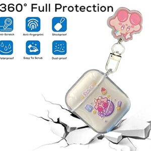 Cute AirPods Case with Kawaii Kabi Keychain for AirPods 2/1 Case,Funny Cartoon Anime AirPod Cover,Clear Kawaii Shockproof Protective Skin Soft Silicone Case for Women Girls Boys Kids