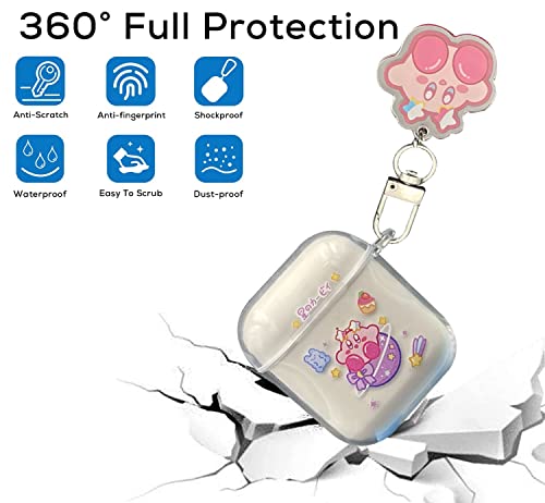 Cute AirPods Case with Kawaii Kabi Keychain for AirPods 2/1 Case,Funny Cartoon Anime AirPod Cover,Clear Kawaii Shockproof Protective Skin Soft Silicone Case for Women Girls Boys Kids