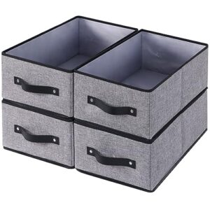 yheenlf clothing storage bins,18.5×11.0×7.9 inches closet bin with handles, foldable storage baskets, fabric containers storage boxes for organizing shelves, gray, jumbo, 4-pack