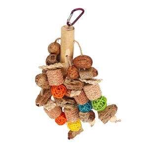 bird chewing toys, bird parrot chewing toy wooden blocks knots tearing toy colorful string bite toys for small and medium parrots and pet bird