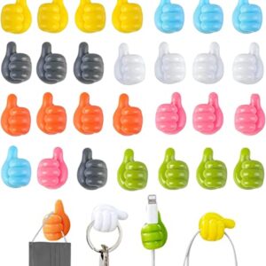 Lehirsy Silicone Thumb Wall Hook, 28 Pcs Creative Adhesive Thumb Cable Clip Key Hook Wall Hangers, Hanging Self Adhesive Hook, Multifunctional Nails-Free Utility Hooks Desk Wire Management Storage