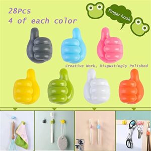 Lehirsy Silicone Thumb Wall Hook, 28 Pcs Creative Adhesive Thumb Cable Clip Key Hook Wall Hangers, Hanging Self Adhesive Hook, Multifunctional Nails-Free Utility Hooks Desk Wire Management Storage