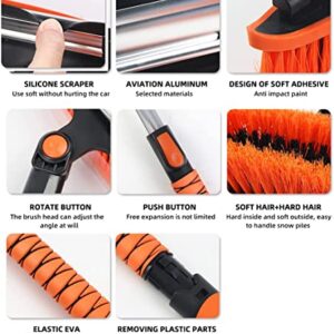 DUGAO 43" Ice Scrapers for Car Windshield Extendable Snow Brush 5 in 1 with Squeegee Foam Grip and 360° Pivoting Brush Head for Car SUV Truck