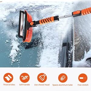 DUGAO 43" Ice Scrapers for Car Windshield Extendable Snow Brush 5 in 1 with Squeegee Foam Grip and 360° Pivoting Brush Head for Car SUV Truck