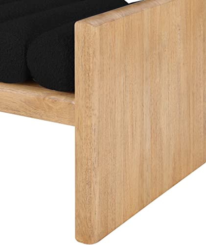 Meridian Furniture Waverly Collection Modern | Contemporary Bench with Solid Wood Rich Finish, Luxurious Boucle Fabric, 32" W x 19" D x 18" H, Black