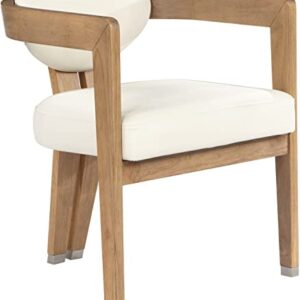 Meridian Furniture Carlyle Collection Modern | Contemporary Dining Chair, Solid Wood Finish, Soft Faux Leather, Brushed Chrome Accents, 24" W x 23.5" D x 29" H, Cream
