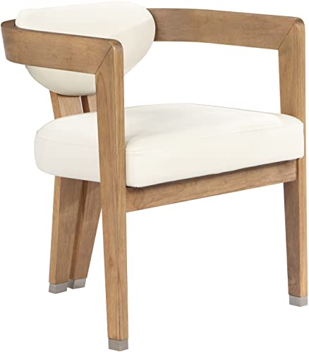 Meridian Furniture Carlyle Collection Modern | Contemporary Dining Chair, Solid Wood Finish, Soft Faux Leather, Brushed Chrome Accents, 24" W x 23.5" D x 29" H, Cream