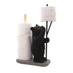 sitting stinky bear toilet paper holder with storage, freestanding bathroom decoration, rustic cabin décor, 18.5 inches