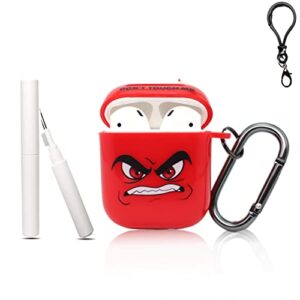 redx1 airpod case compatible with airpods 2/1,airpods protective hard case cover,airpod case for women girls teen, (angry face)