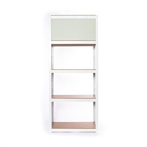 KEPSUUL White 5 Tier Customizable Storage Shelving Unit Heavy Duty Modular Metal Organizing Rack for Kitchen, Pantry, Closet, Office, 32.1" W X 16.4" D X 76.9" H, 1 Set of Reversible Doors, Olive