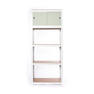 KEPSUUL White 5 Tier Customizable Storage Shelving Unit Heavy Duty Modular Metal Organizing Rack for Kitchen, Pantry, Closet, Office, 32.1" W X 16.4" D X 76.9" H, 1 Set of Reversible Doors, Olive