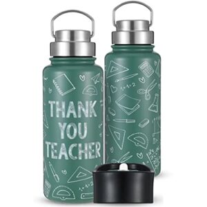 teacher gifts, 32 oz insulated water bottle with two lids, teacher appreciation gifts, teacher gifts for women, gifts for teachers, best teacher gifts, teacher stuff, cool gifts for teachers