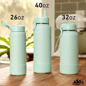 Hydrapeak 40oz Insulated Water Bottle w/Straw Lid, 40oz Metal Water Bottle Keeps Cold for 24hrs, Insulated Water Bottle 40 Oz, Stainless Steel Water Bottle with Straw, Matching Boot (Modern Cream)