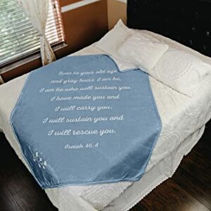 Scripture Blanket with Bible Verse from Isaiah 46:4 - Quarry Gray Luxuriously Soft 50"x65" Inspirational Throw Blanket - Lightweight Flannel Fleece Blanket