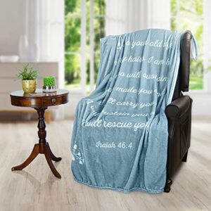 Scripture Blanket with Bible Verse from Isaiah 46:4 - Quarry Gray Luxuriously Soft 50"x65" Inspirational Throw Blanket - Lightweight Flannel Fleece Blanket