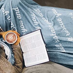 Scripture Blanket with Bible Verse from Isaiah 46:4 - Quarry Gray Luxuriously Soft 50"x65" Inspirational Throw Blanket - Lightweight Flannel Fleece Blanket