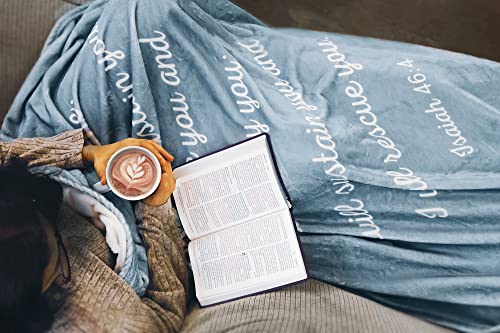 Scripture Blanket with Bible Verse from Isaiah 46:4 - Quarry Gray Luxuriously Soft 50"x65" Inspirational Throw Blanket - Lightweight Flannel Fleece Blanket