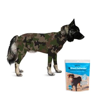 shed defender sport dog onesie - seen on shark tank, shedding bodysuit for dogs, anxiety vest, calming shirt, hot spots, allergy tick & uv protection, recovery suit, full body shed suit, vet approved