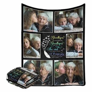 customized memory throw blanket for funeral, goodbyes are not forever goodbyes are not the end dove blanket personalized loss of loved one bed blanket passed away memorial gift 60x80 inch
