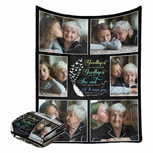 Customized Memory Throw Blanket for Funeral, Goodbyes are Not Forever Goodbyes are Not The End Dove Blanket Personalized Loss of Loved One Bed Blanket Passed Away Memorial Gift 60x80 Inch