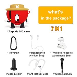 [7in1] Bad& Bunny Airpods 1/2 Case, Un Verano Sin Ti 3D Airpod Case Gifts for Teens Women Men with Keychain