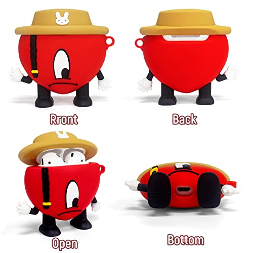 [7in1] Bad& Bunny Airpods 1/2 Case, Un Verano Sin Ti 3D Airpod Case Gifts for Teens Women Men with Keychain
